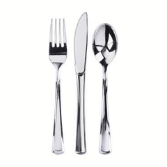Silver Plastic Forks & Spoons