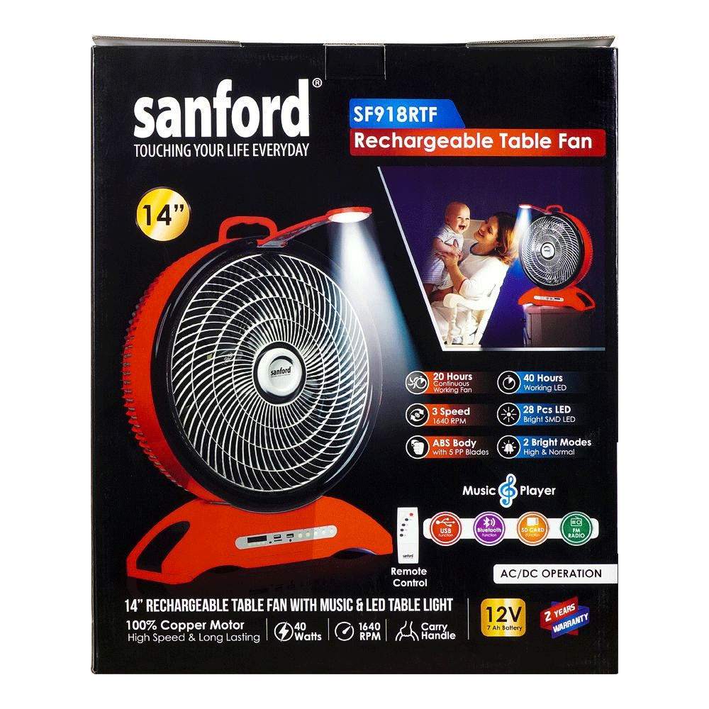Sanford Rechargeable Table Fan Sf918rtf