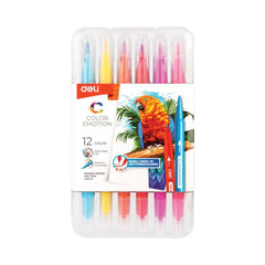 Deli Color Emotion Double-ended Felt Pen 12s C151-12