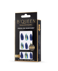 B'queen Navy Blue Holographic Nails (coffins)