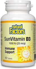 Natural Factors Sun Vitamin D3 1000iu 90 Tablets