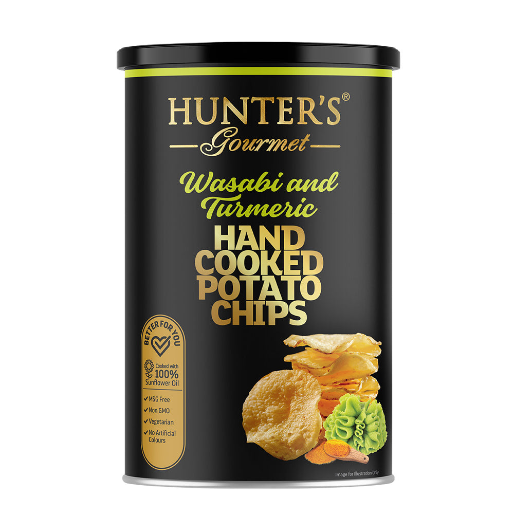 Hunter's Gourmet Wasabi And Turmeric Potato Chips Tin 150g