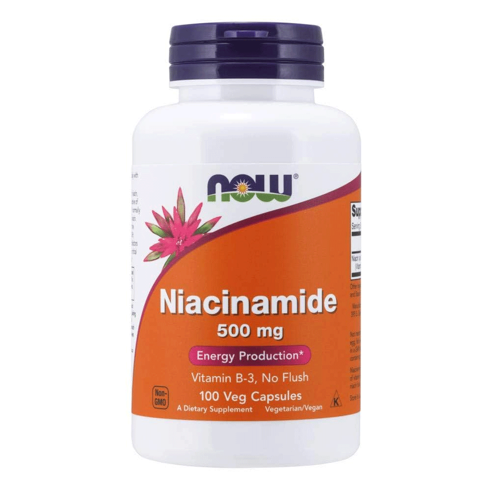 Now Niacinamide 500mg Capsules Veg 100s
