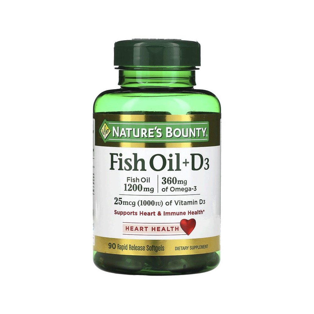 Natures Bounty Fish Oil Plus D3 Softgels 90s