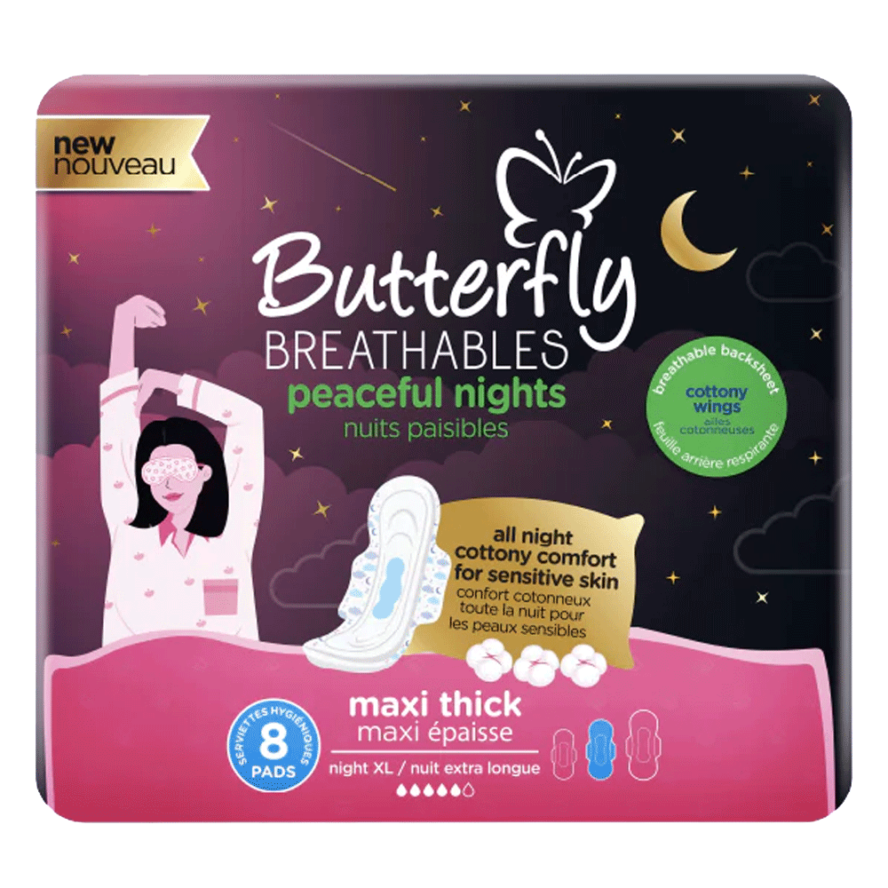 Butterfly Breathables Peaceful Nights Maxi Thick XL Cottony 8`s