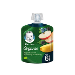 Gerber Organic Apple, Banana Blueberry & Blackberry 90g