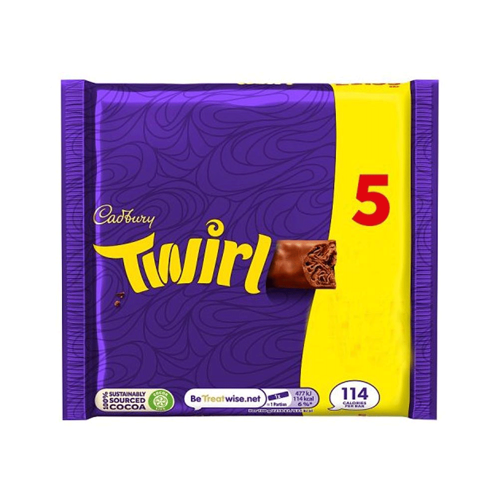 Cadbury Twirl Chocolate Bar 5s 107.5g