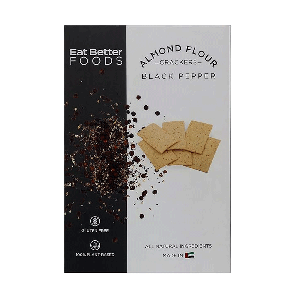Eat Better Foods Almond Flour Crackers Black Pepper 120g