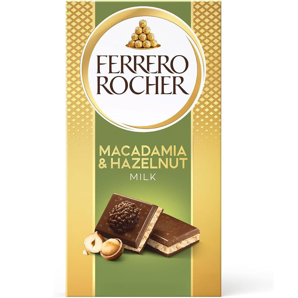 Ferrero Rocher Macadamia & Milk Hazelnut Chocolate 90g