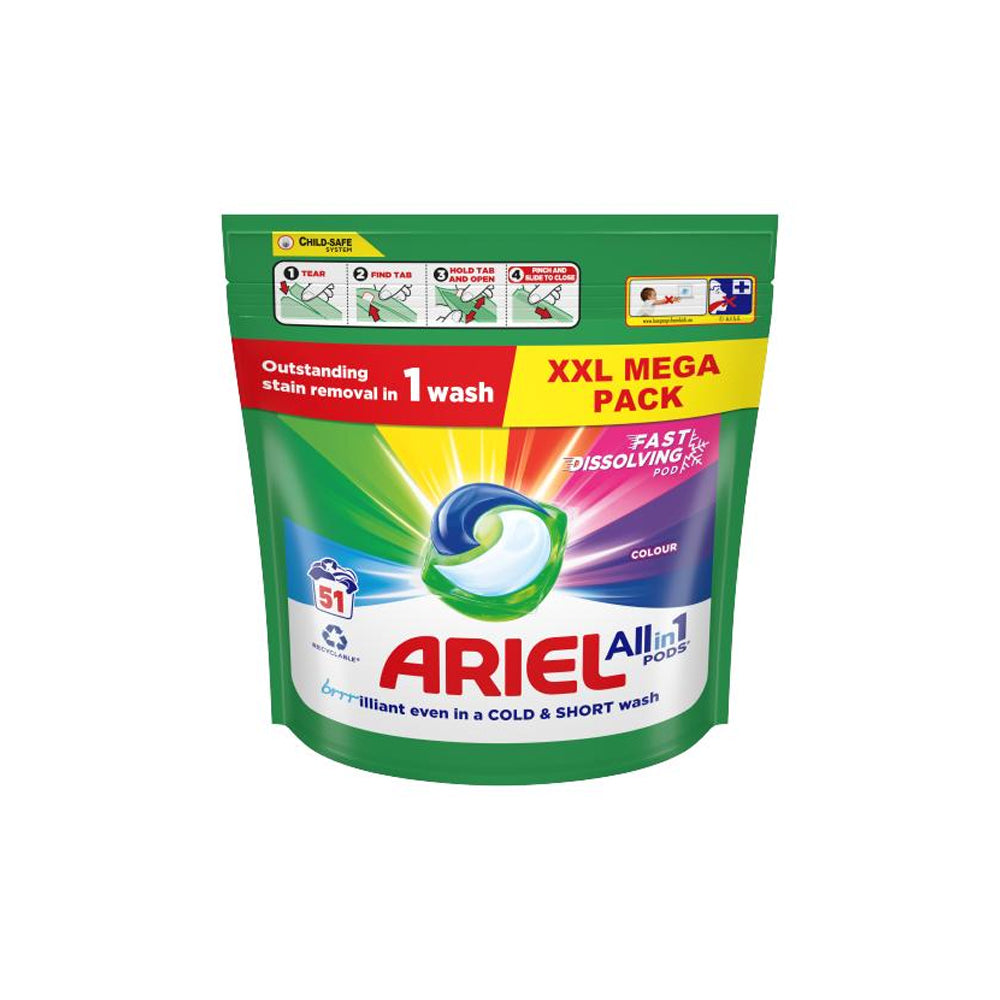 Ariel Cool Clean Colour All in 1 Pods 51s
