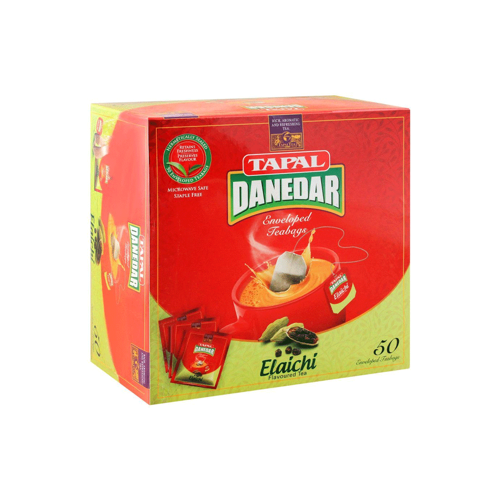 Tapal Danedar Enveloped Tea Bags Elaichi, 50-pack
