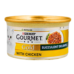 Gourmet Cat Food Gold Succulent Delights With Chicken Tin 85g