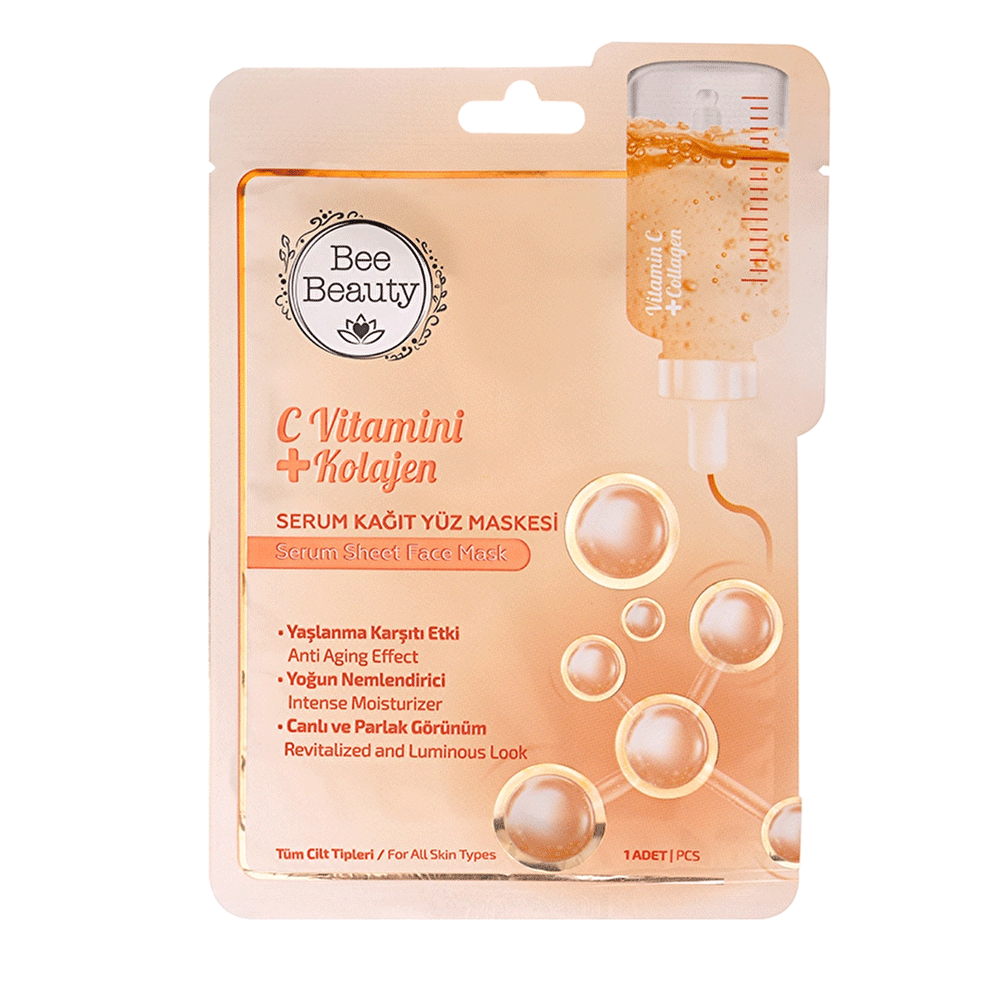 Bee Beauty Vitamin C+Kolajen Serum Sheet Face Mask 25ml