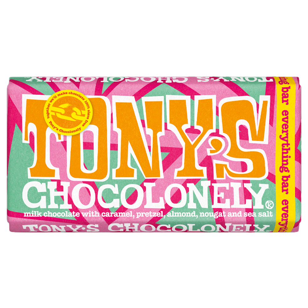 Tonys Milk Chocolate With Caramel,Pretzel,Almond,Nougat& Sea Salt 180g