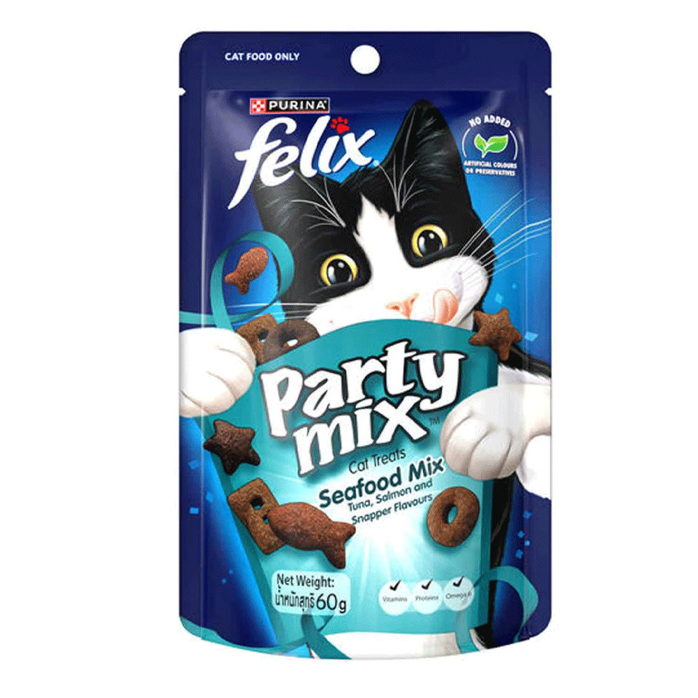 Purina Felix Party Mix Cat Treats Seafood Mix 60g