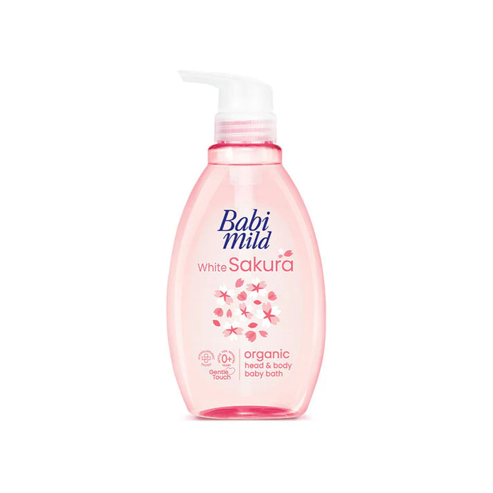 Babi Mild White Sakura Organic Head & Body Baby Bath 380ml