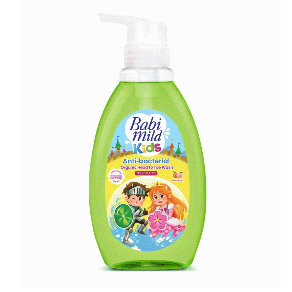 Babi Mild Kids Anti-Bacterial Soda Popz Organic Head To Toe Wash 380ml