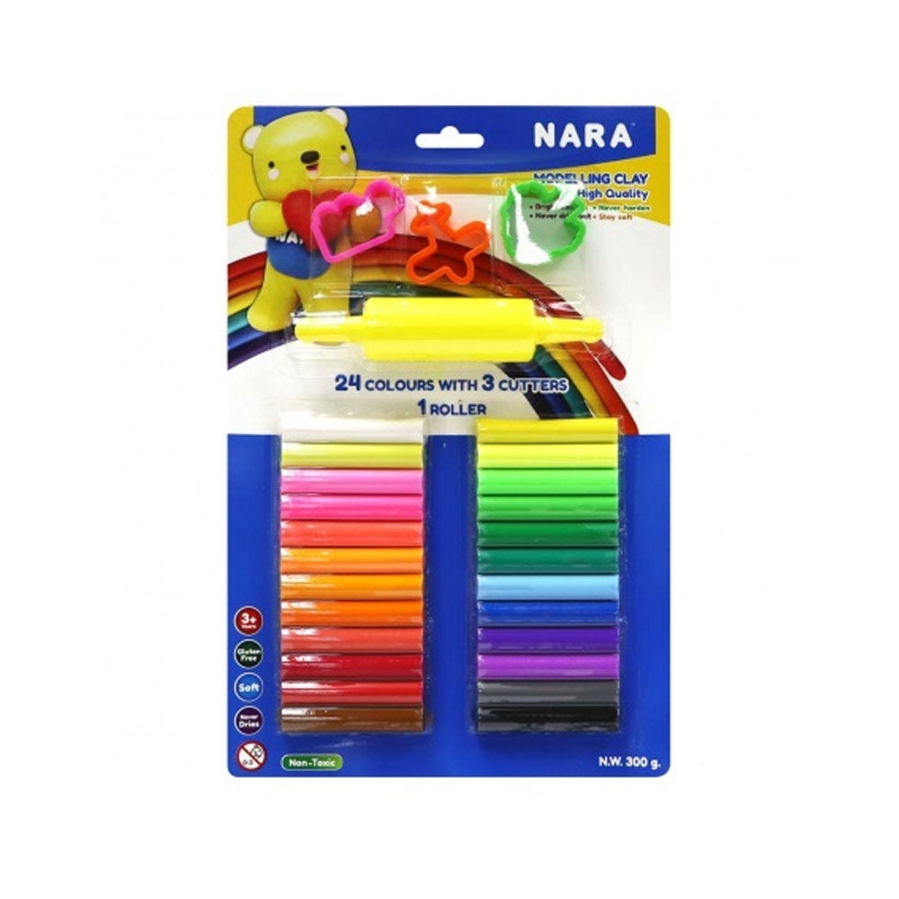 Nara 24 Colors Clay With 3 Cutters & 1 Roller