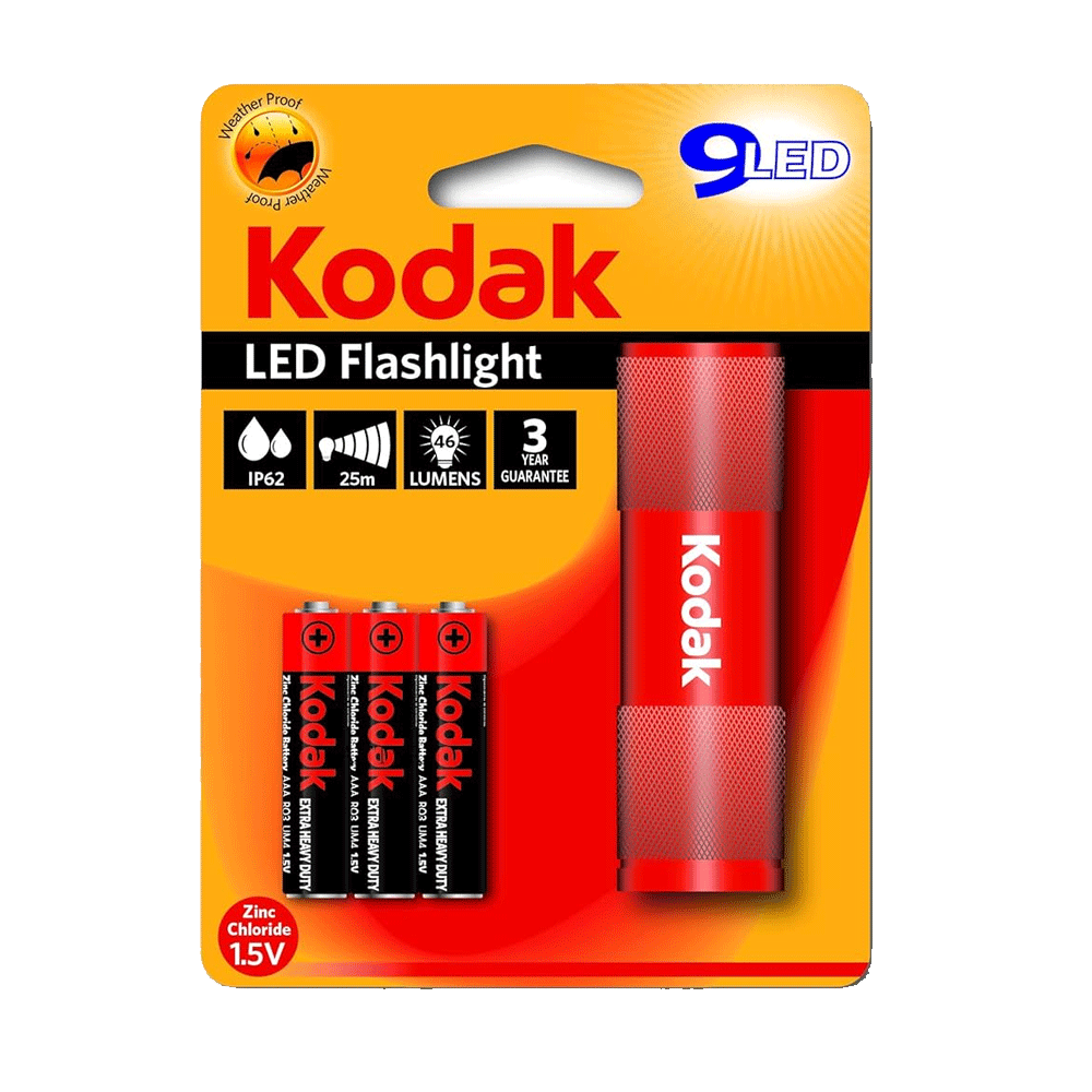 Kodak 9 Led Flashlight Red With Battery 30412460