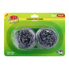Max Scrub Stainless Steel Spiral RustProof Regular 2in1