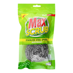 Max Scrub Stainless Steel Spiral RustProof Large 2in1