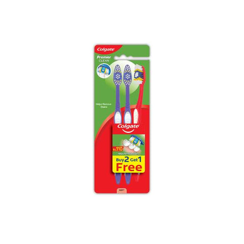Colgate Premier Clean Medium Toothbrush 3s