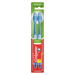 Colgate Premier Clean Medium Toothbrush 2`s