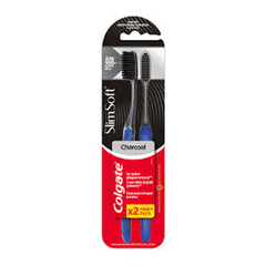 Colgate Slim Soft Charcoal Toothbrush Super Soft Twin Pack
