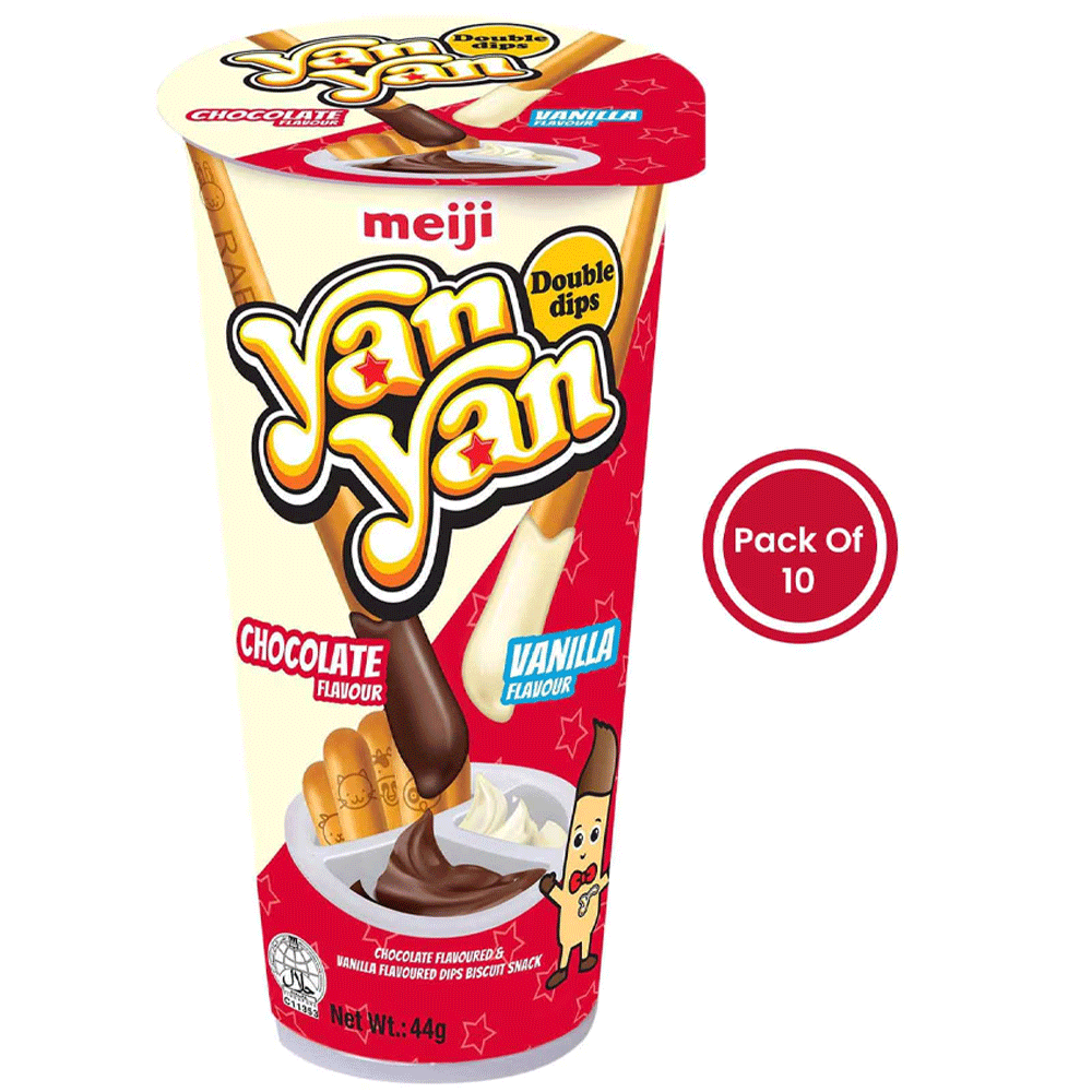 Meiji Yan Yan Double Dips Chocolate & Vanilla Flavour Biscuit 44g
