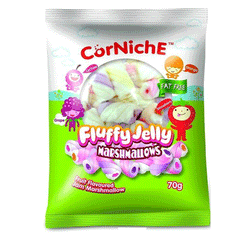 Corniche Fluffy Jelly Marshmallows Fruit Flavoured Fat Free 70g