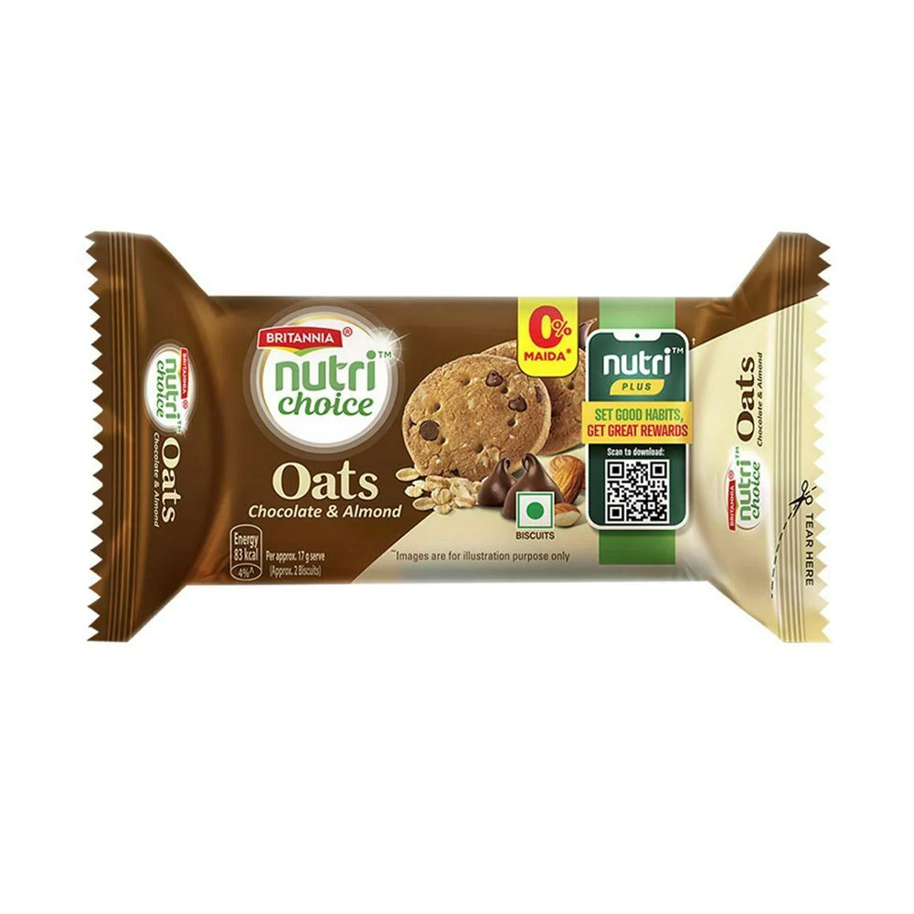 Britannia Nutri Choice Oats Chocolate & Almond Cookies 75g – Springs