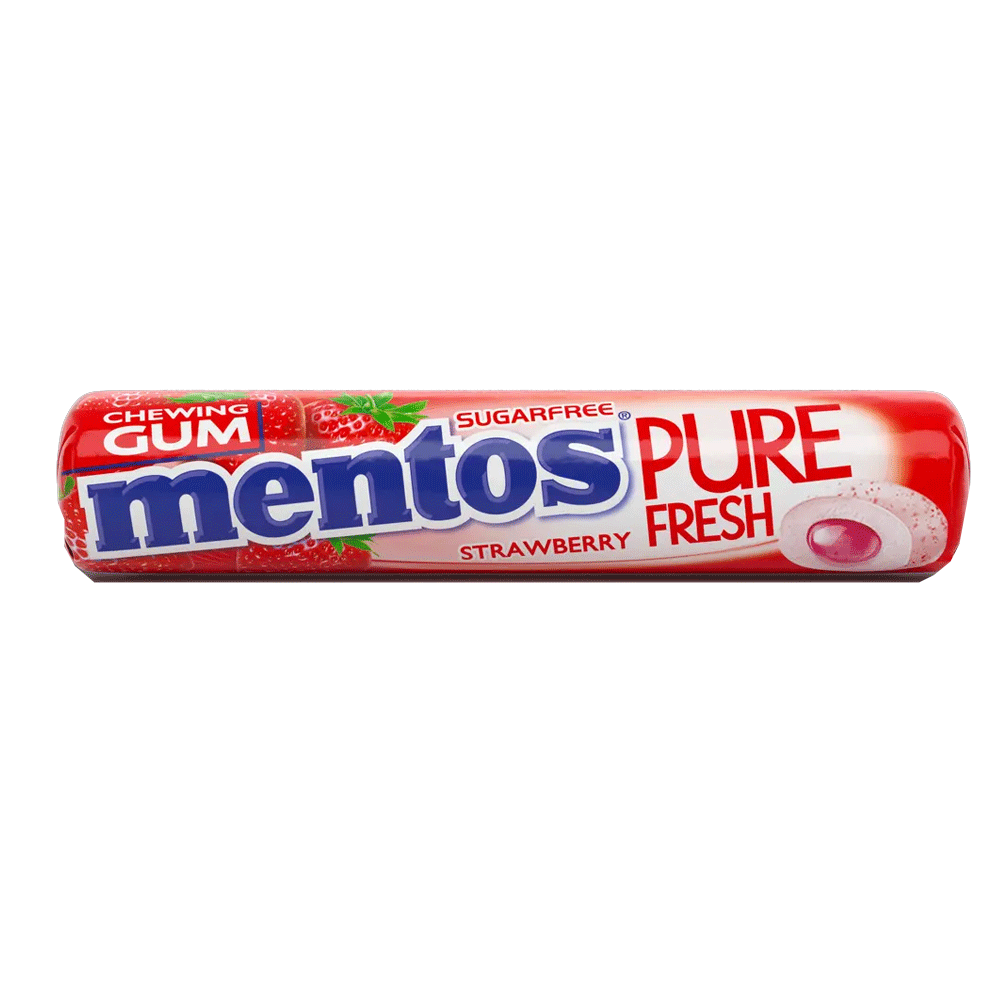 Mentos Strawberry Chewing Gum Sugar Free 9Pcs
