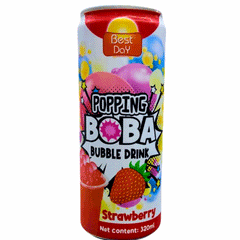 Best Day Popping Boba Strawberry Bubble Drink 320ml