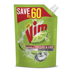 Vim Vinegar & Lime Dishwash Liquid Pouch 750ml