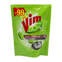 Vim Vinegar & Lime Dishwash Liquid Pouch 170ml
