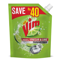 Vim Vinegar & Lime Dishwash Liquid Pouch 450ml