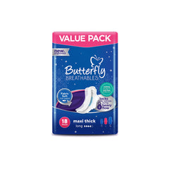 Butterfly Breathables Maxi Thic Pads 18s Large Value Pack