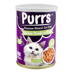 Waggles Purrs Chicken Shreds In Broth Cat Food Tin 400g