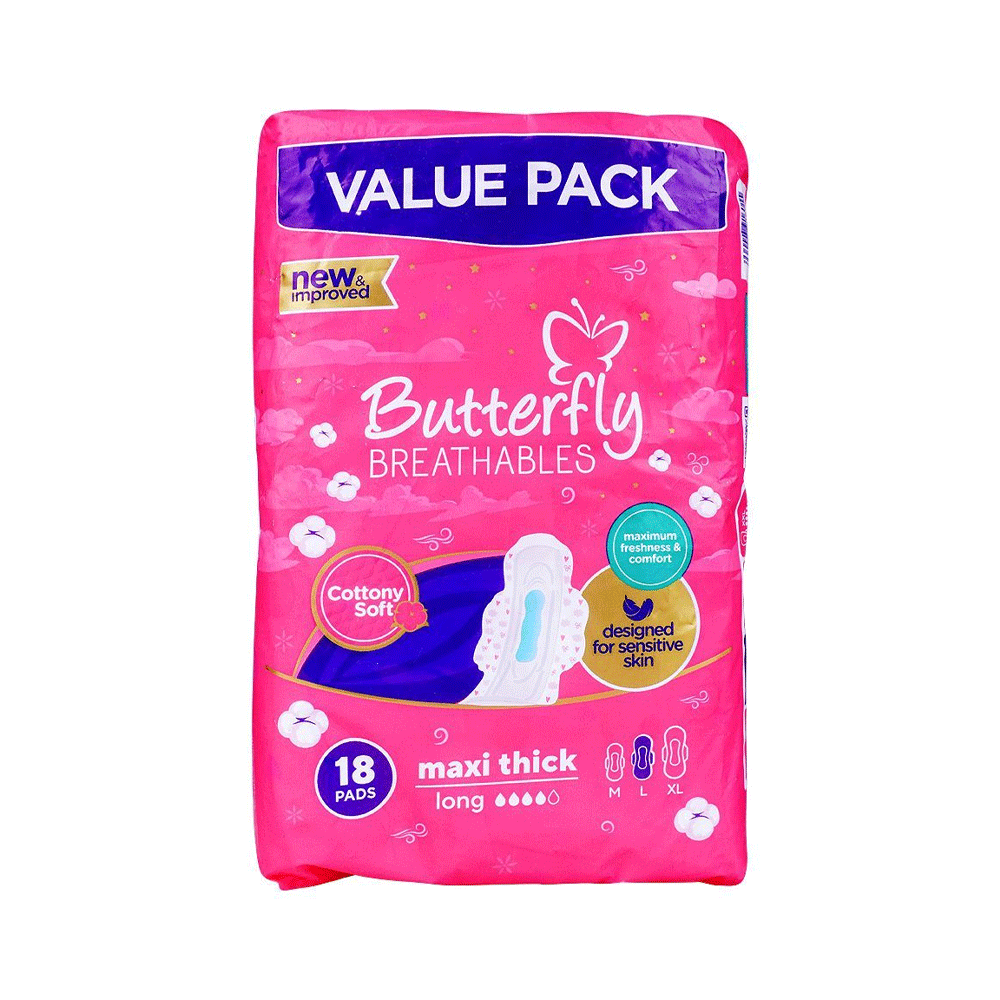 Butterfly Breathables Cottony Fresh Maxi Thicks Pads Large 18s – Springs