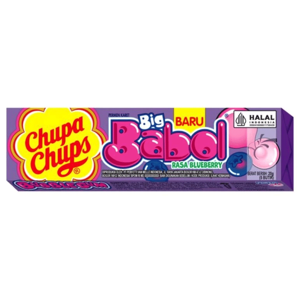 Chupa Chups Big Babol Baru Blueberry Bubble Gum 20g