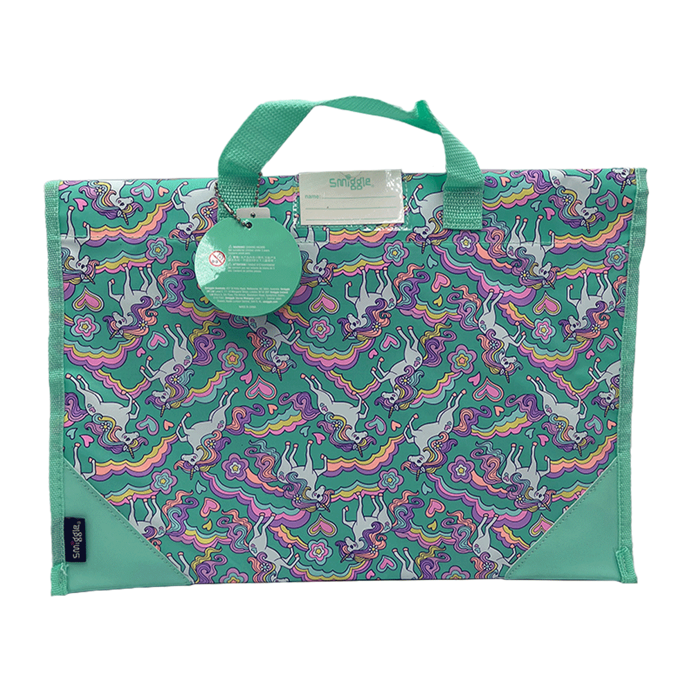 Smiggle Book Bag Green Unicorn