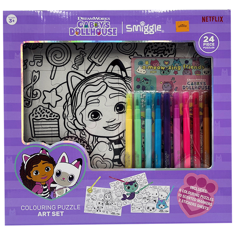 Smiggle Gabbys Doll House Colouring Puzzle Art Set 112255