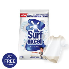 Surf Excel Expert White Detergent Powder 1kg + FREE SHIRT