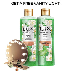 2 Lux Fresh Aloe Vera & Freesia Scent Body Wash 250ml - FREE Vanity Light