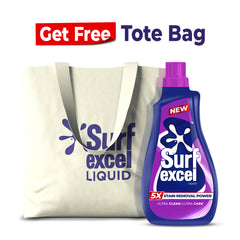 Surf Excel Stain Removal Power Liquid 900ml + Free Tote Bag