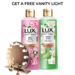 Lux Body Wash Soft Rose + Aloe Vera 250ml - FREE Vanity Light