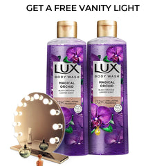 2 Lux Body Wash Magical Orchid Black Orchid & Juniper Scent 250ml - FREE Vanity Light