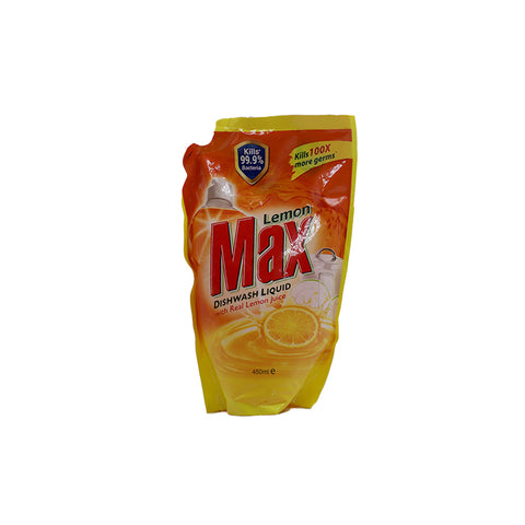 Lemon Max Dishwash Liquid Anti Bacterial 450ml Pouch