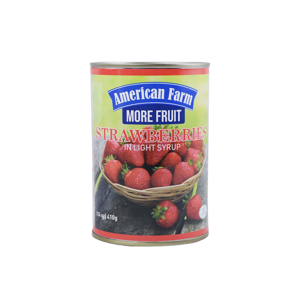 American Farm Strawberry In Light Syrup Tin 410g