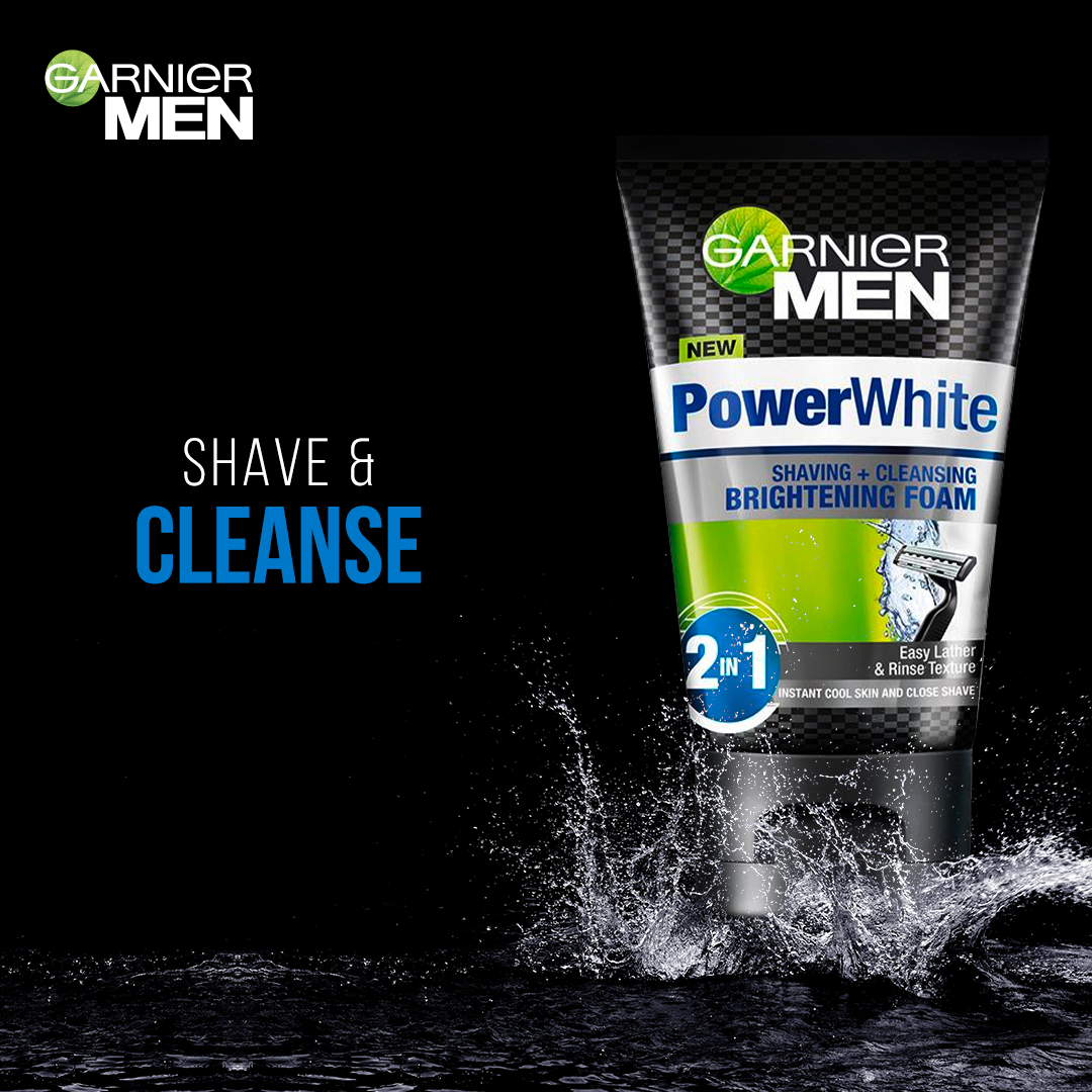 Garnier Men Power White Face Wash & Shaving Foam 100ml
